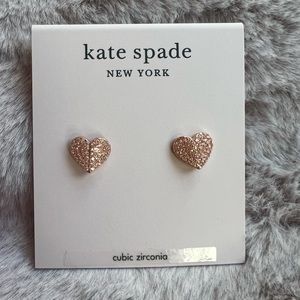 Kate Spade diamond rose gold heart shape earrings